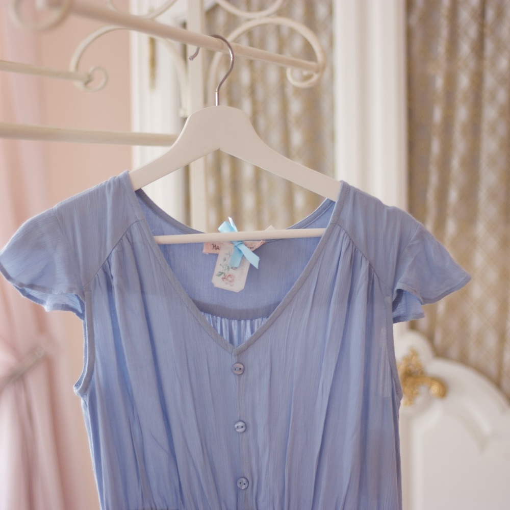 Light Blue High-Low Button-Front Dress - Picture 7 of 14